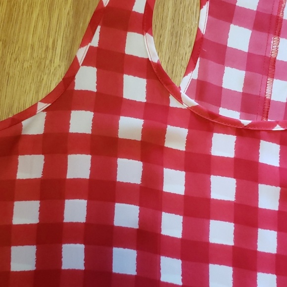 Eight Sixty flowy red/white gingham tank L - Picture 2 of 3